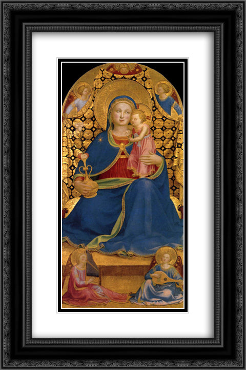 The Virgin of Humility 16x24 Black Ornate Wood Framed Art Print Poster with Double Matting by Angelico, Fra