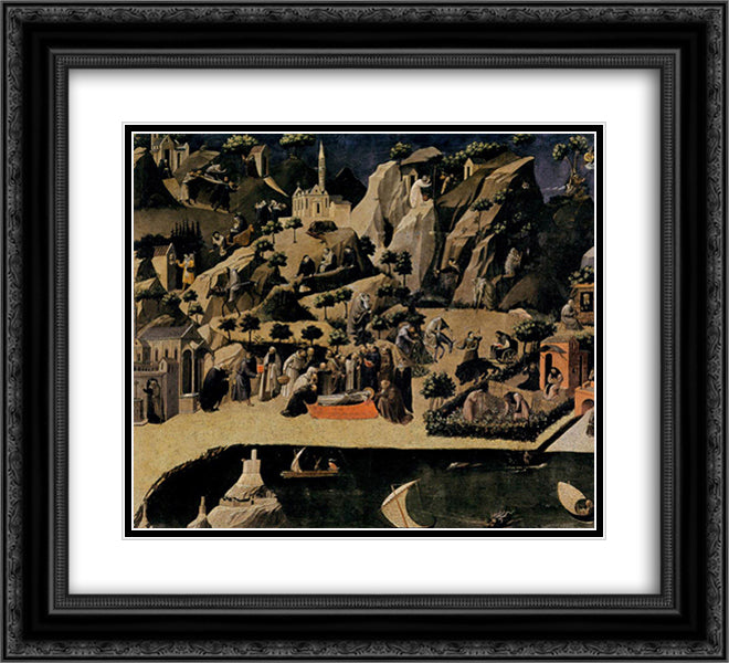 Thebaid 22x20 Black Ornate Wood Framed Art Print Poster with Double Matting by Angelico, Fra