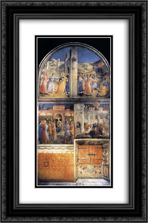 View of east wall of the chapel 16x24 Black Ornate Wood Framed Art Print Poster with Double Matting by Angelico, Fra