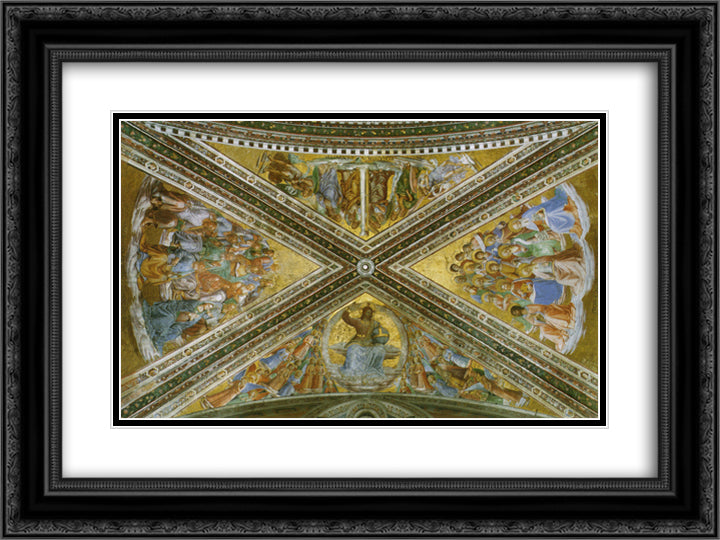 View of the chapel vaulting 24x18 Black Ornate Wood Framed Art Print Poster with Double Matting by Angelico, Fra