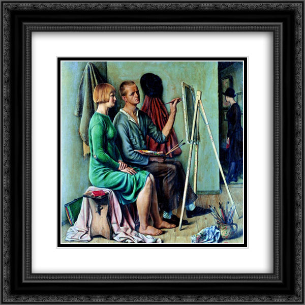 L'atelier 20x20 Black Ornate Wood Framed Art Print Poster with Double Matting by Barraud, Francois
