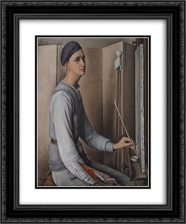 Self-Portrait 20x24 Black Ornate Wood Framed Art Print Poster with Double Matting by Barraud, Francois