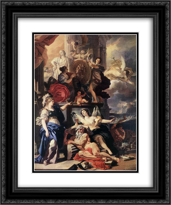 Allegory of a Reign 20x24 Black Ornate Wood Framed Art Print Poster with Double Matting by Solimena, Francesco