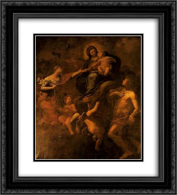 Sacred Conversation 20x22 Black Ornate Wood Framed Art Print Poster with Double Matting by Solimena, Francesco