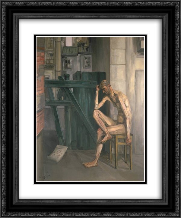 Job 20x24 Black Ornate Wood Framed Art Print Poster with Double Matting by Gruber, Francis