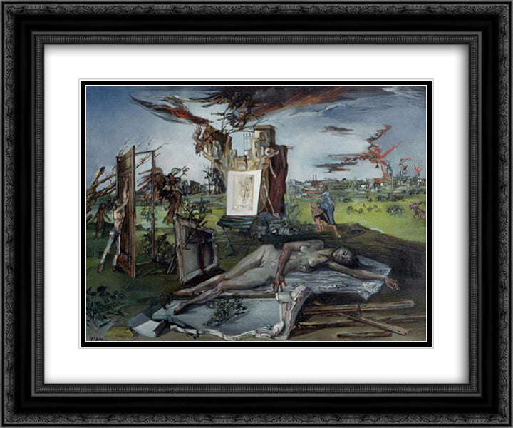 L'hommage a Callot 24x20 Black Ornate Wood Framed Art Print Poster with Double Matting by Gruber, Francis