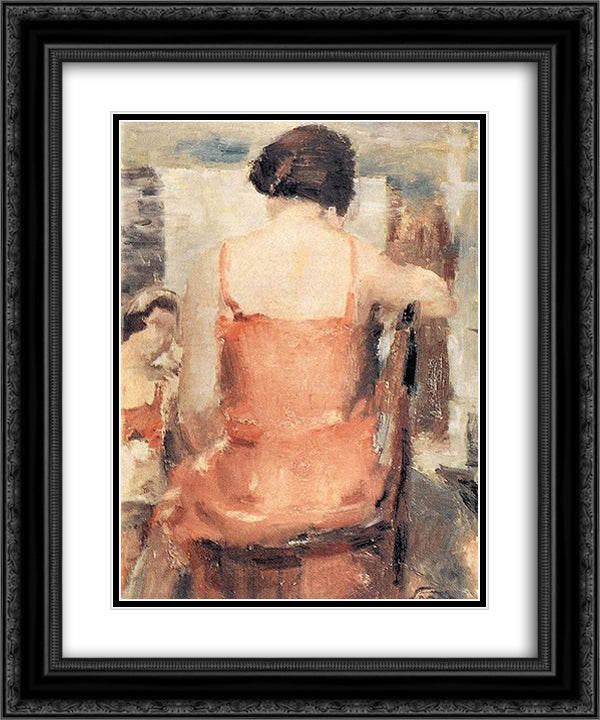 At the Window 20x24 Black Ornate Wood Framed Art Print Poster with Double Matting by Sirato, Francisc