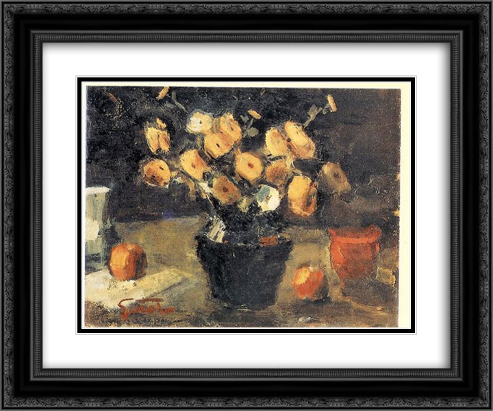 Flowers 24x20 Black Ornate Wood Framed Art Print Poster with Double Matting by Sirato, Francisc