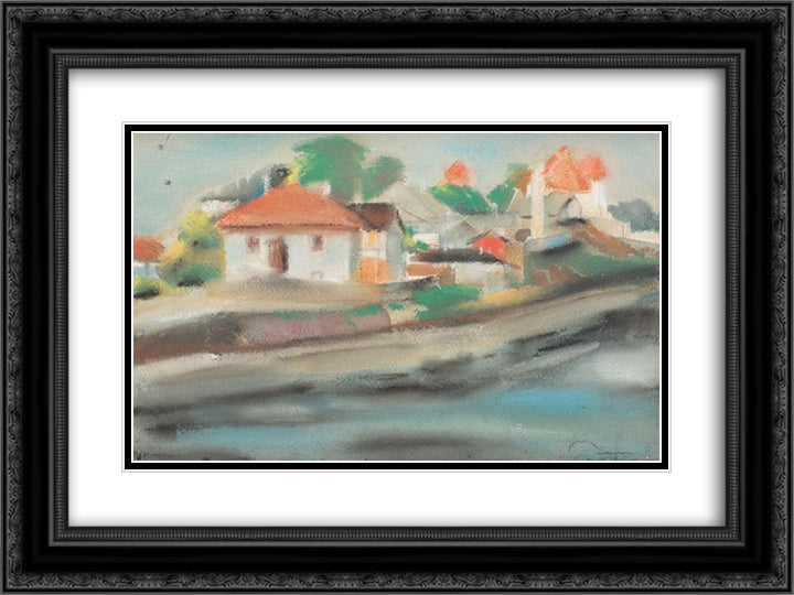 Houses in Mangalia 24x18 Black Ornate Wood Framed Art Print Poster with Double Matting by Sirato, Francisc