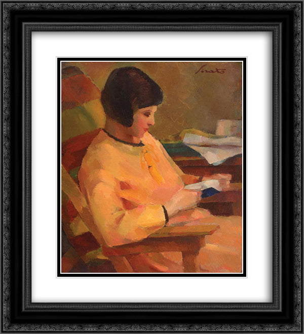 Lila in Yellow 20x22 Black Ornate Wood Framed Art Print Poster with Double Matting by Sirato, Francisc