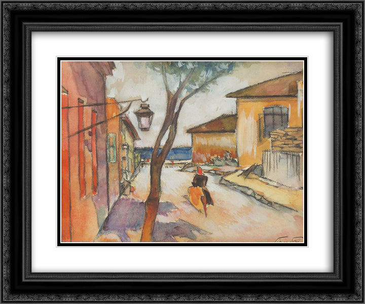 Mangalia Street 24x20 Black Ornate Wood Framed Art Print Poster with Double Matting by Sirato, Francisc