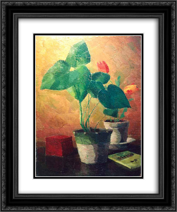 Red Box 20x24 Black Ornate Wood Framed Art Print Poster with Double Matting by Sirato, Francisc
