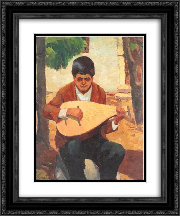 The Cobza Player from Balchik 20x24 Black Ornate Wood Framed Art Print Poster with Double Matting by Sirato, Francisc
