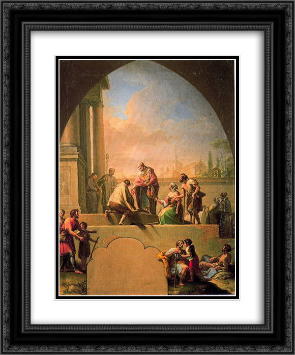 Charity of Saint Elladius of Toledo 20x24 Black Ornate Wood Framed Art Print Poster with Double Matting by Bayeu y Subias, Francisco