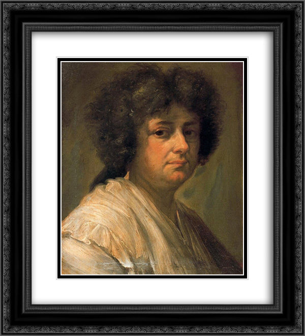 Retrato de Sebastiana Merclein, su mujer 20x22 Black Ornate Wood Framed Art Print Poster with Double Matting by Bayeu y Subias, Francisco