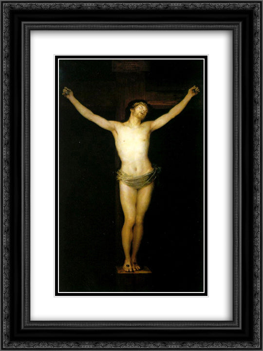 Crucified Christ 18x24 Black Ornate Wood Framed Art Print Poster with Double Matting by Goya, Francisco