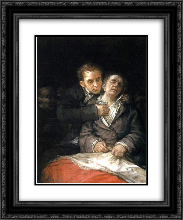 Goya Attended by Doctor Arrieta 20x24 Black Ornate Wood Framed Art Print Poster with Double Matting by Goya, Francisco