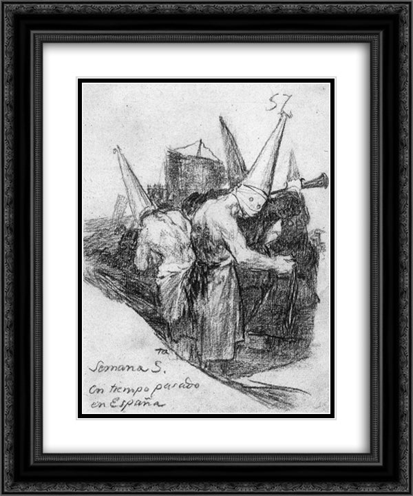 Holy Week in Spain in Times Past 20x24 Black Ornate Wood Framed Art Print Poster with Double Matting by Goya, Francisco