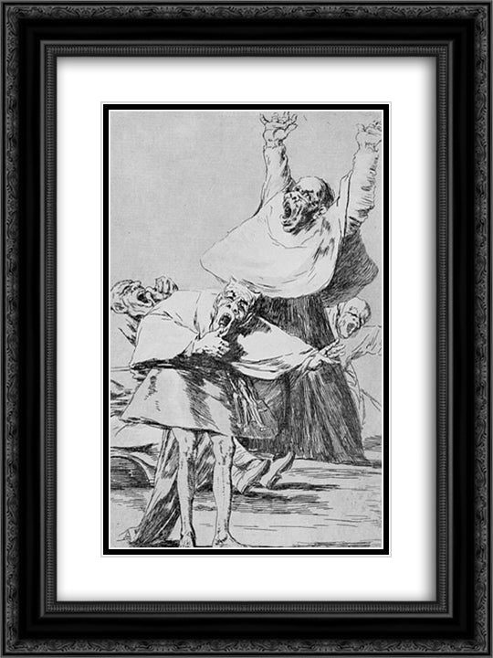 It is Time 18x24 Black Ornate Wood Framed Art Print Poster with Double Matting by Goya, Francisco