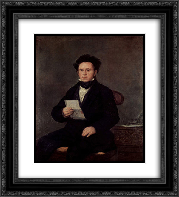 Juan Bautista de Muguiro 20x22 Black Ornate Wood Framed Art Print Poster with Double Matting by Goya, Francisco