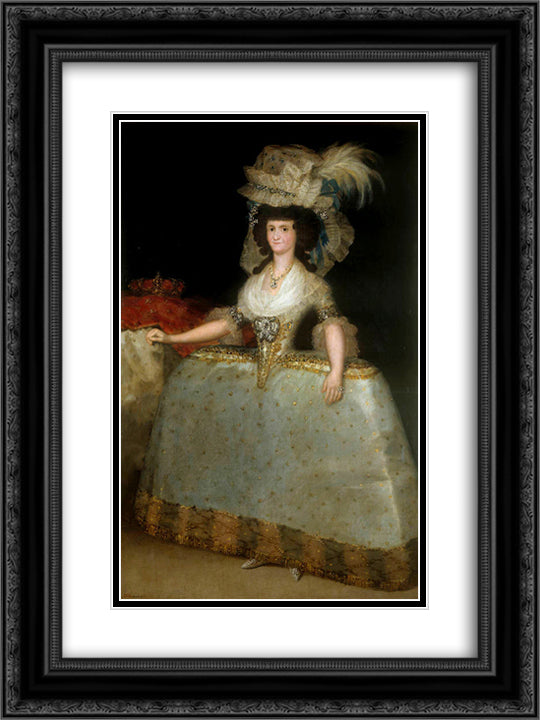 Maria Luisa of Parma wearing panniers 18x24 Black Ornate Wood Framed Art Print Poster with Double Matting by Goya, Francisco
