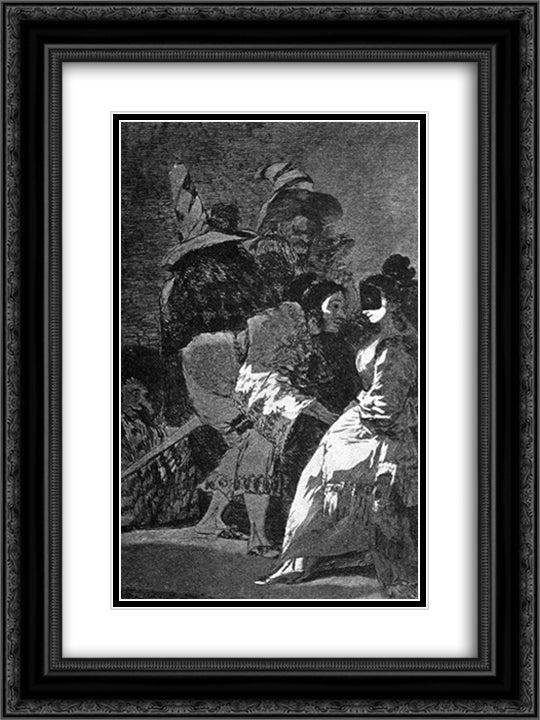 Nobody knows anybody 18x24 Black Ornate Wood Framed Art Print Poster with Double Matting by Goya, Francisco