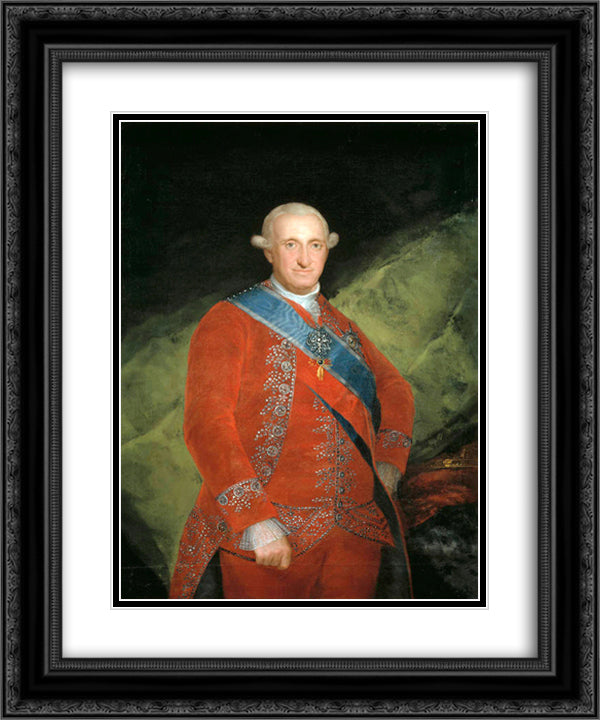 Portrait of Charle IV of Spain 20x24 Black Ornate Wood Framed Art Print Poster with Double Matting by Goya, Francisco