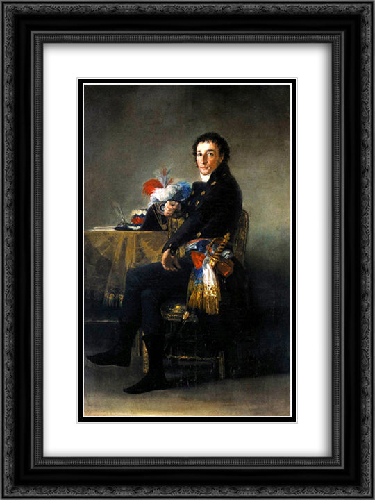 Portrait of Ferdinand Guillemardet 18x24 Black Ornate Wood Framed Art Print Poster with Double Matting by Goya, Francisco