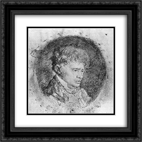 Portrait of Javier Goya, the Artist's Son 20x20 Black Ornate Wood Framed Art Print Poster with Double Matting by Goya, Francisco
