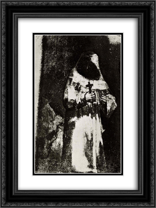 The monk 18x24 Black Ornate Wood Framed Art Print Poster with Double Matting by Goya, Francisco