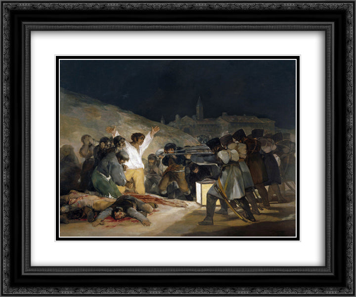 The Third of May 1808 (Execution of the Defenders of Madrid) 24x20 Black Ornate Wood Framed Art Print Poster with Double Matting by Goya, Francisco