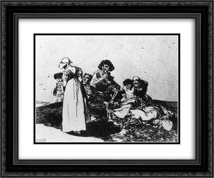 The worst is to beg 24x20 Black Ornate Wood Framed Art Print Poster with Double Matting by Goya, Francisco