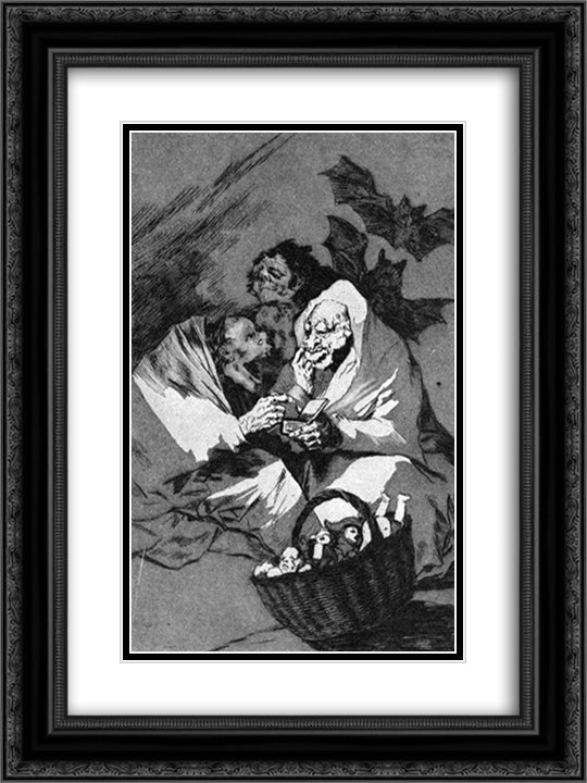 There is a lot to suck 18x24 Black Ornate Wood Framed Art Print Poster with Double Matting by Goya, Francisco