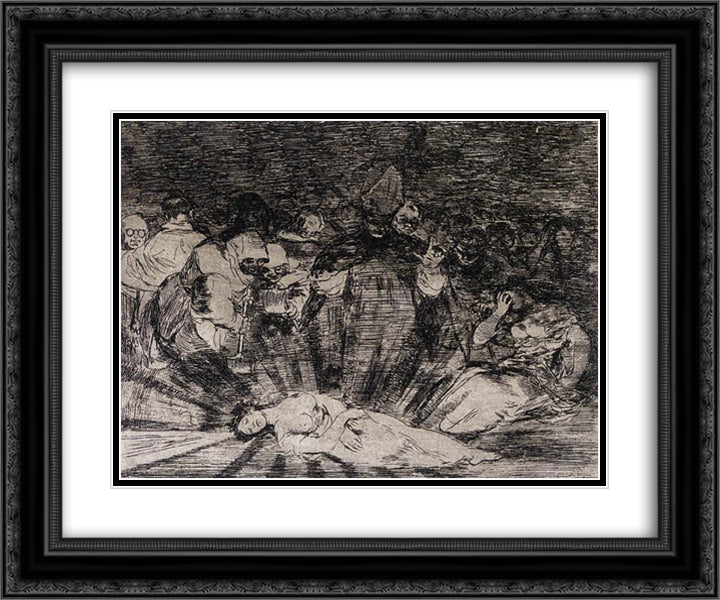 Truth Has Died 24x20 Black Ornate Wood Framed Art Print Poster with Double Matting by Goya, Francisco