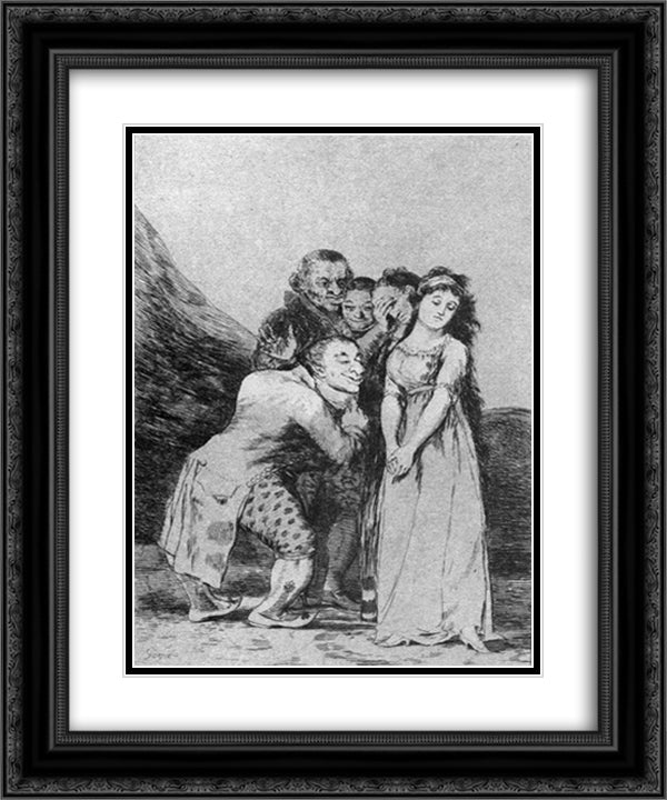 What a sacrifice! 20x24 Black Ornate Wood Framed Art Print Poster with Double Matting by Goya, Francisco