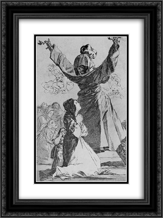 What a Tailor can do! 18x24 Black Ornate Wood Framed Art Print Poster with Double Matting by Goya, Francisco