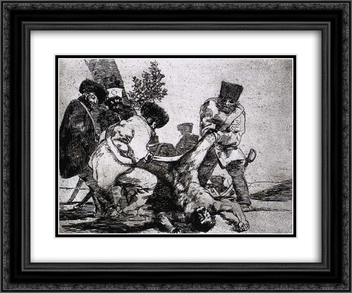 What more can one do 24x20 Black Ornate Wood Framed Art Print Poster with Double Matting by Goya, Francisco