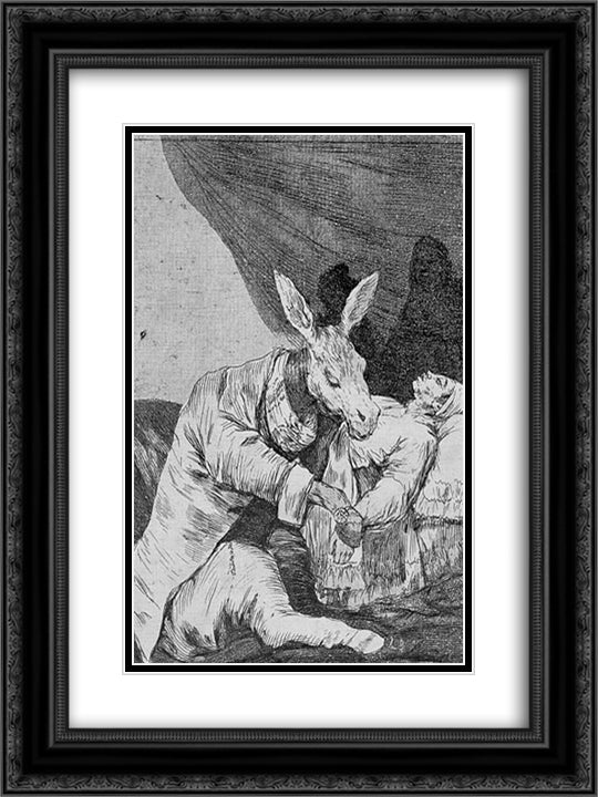 What Will he Die 18x24 Black Ornate Wood Framed Art Print Poster with Double Matting by Goya, Francisco