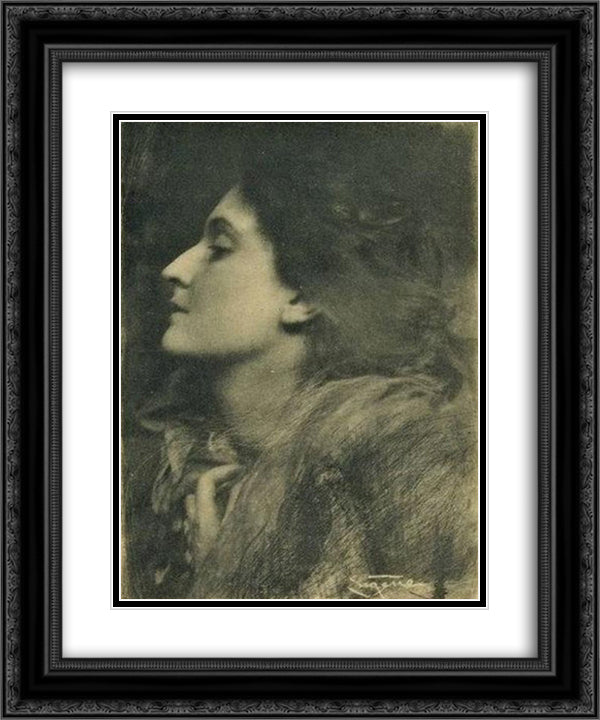 Lady of Charlotte 20x24 Black Ornate Wood Framed Art Print Poster with Double Matting by Eugene, Frank