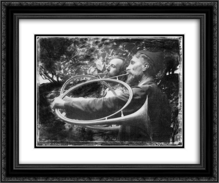 Men with Horns 24x20 Black Ornate Wood Framed Art Print Poster with Double Matting by Eugene, Frank