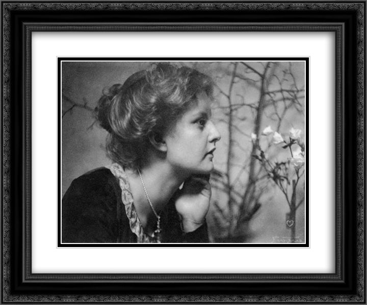 Woman with Flowers 24x20 Black Ornate Wood Framed Art Print Poster with Double Matting by Eugene, Frank
