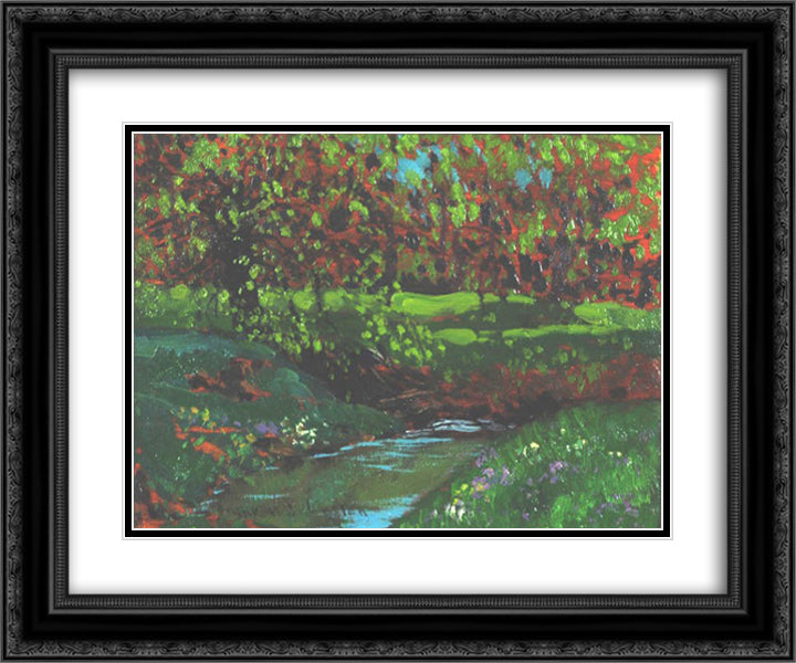 Green Pool 24x20 Black Ornate Wood Framed Art Print Poster with Double Matting by Johnston, Frank