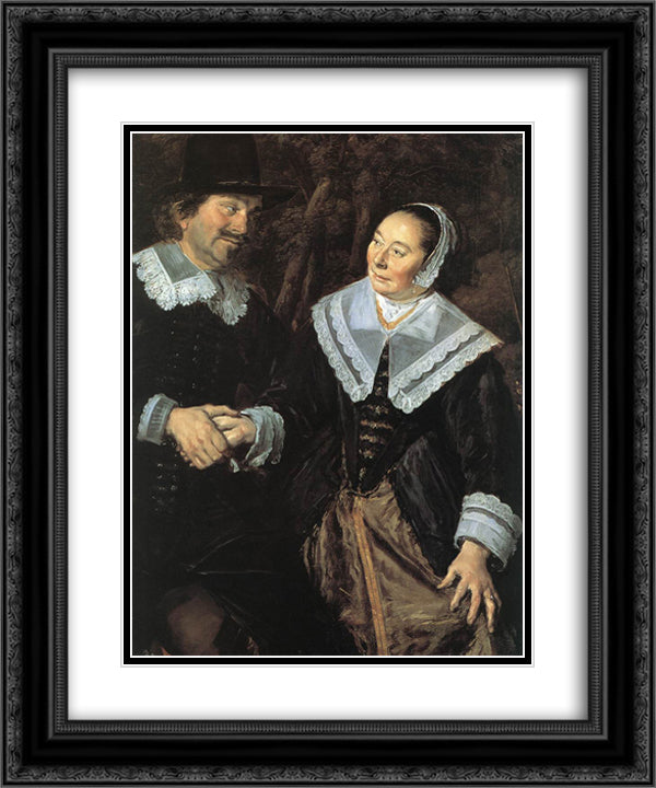 Family Group in a Landscape (detail) 20x24 Black Ornate Wood Framed Art Print Poster with Double Matting by Hals, Frans