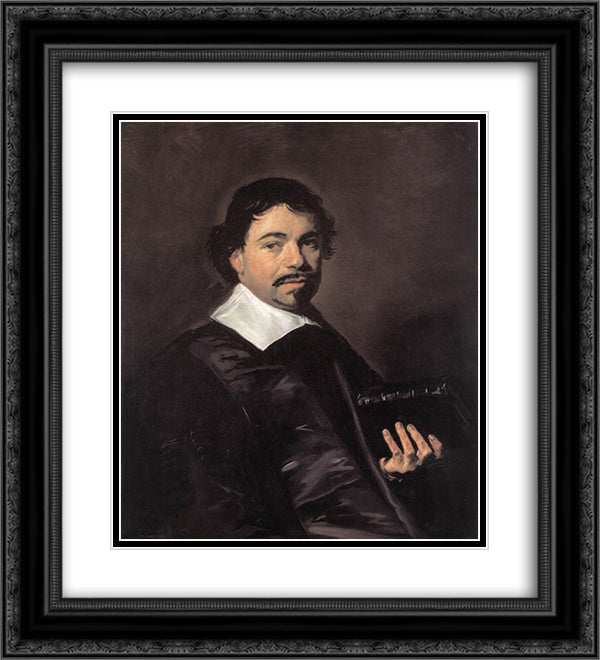 Johannes Hoornbeek 20x22 Black Ornate Wood Framed Art Print Poster with Double Matting by Hals, Frans
