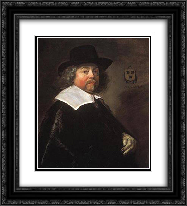 Joseph Coymans 20x22 Black Ornate Wood Framed Art Print Poster with Double Matting by Hals, Frans