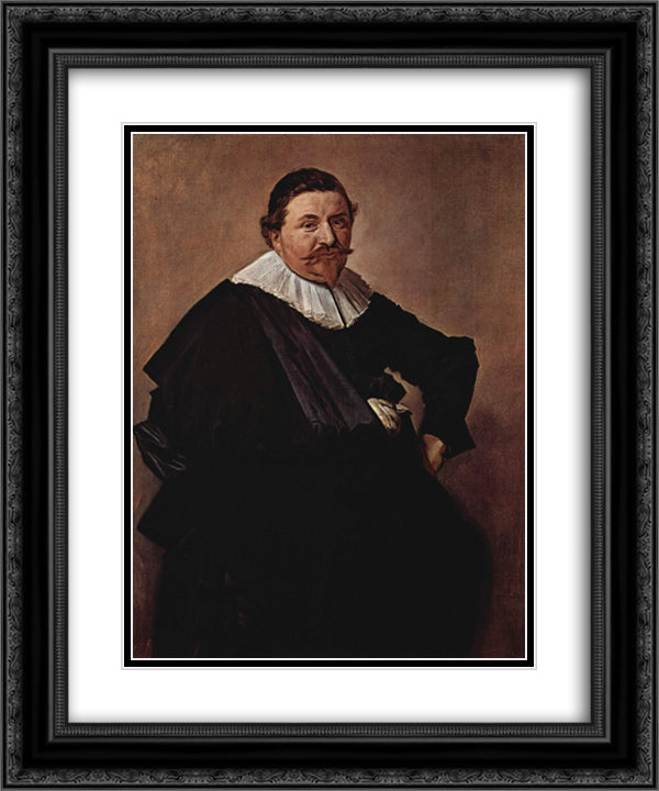 Lucas de Clercq 20x24 Black Ornate Wood Framed Art Print Poster with Double Matting by Hals, Frans