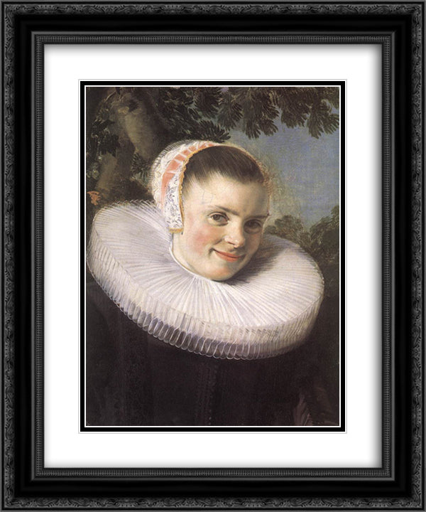 Married Couple in a Garden (detail) 20x24 Black Ornate Wood Framed Art Print Poster with Double Matting by Hals, Frans