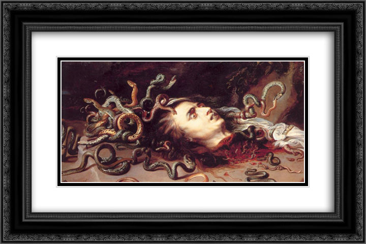 Head of Medusa 24x16 Black Ornate Wood Framed Art Print Poster with Double Matting by Snyders, Frans