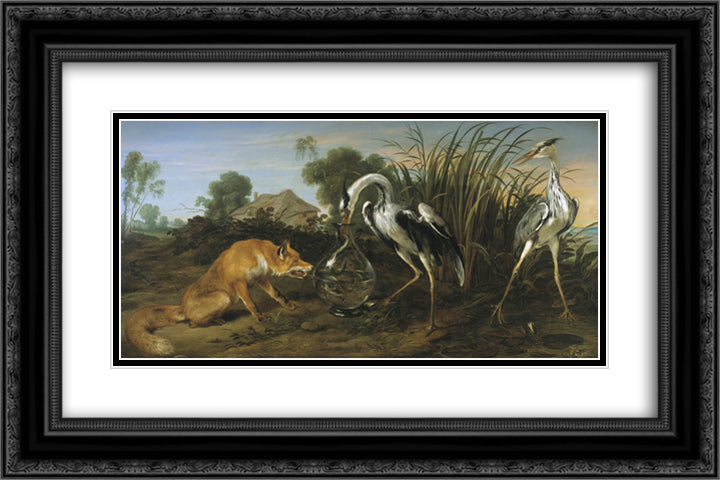 Sable of the Fox and the Heron 24x16 Black Ornate Wood Framed Art Print Poster with Double Matting by Snyders, Frans