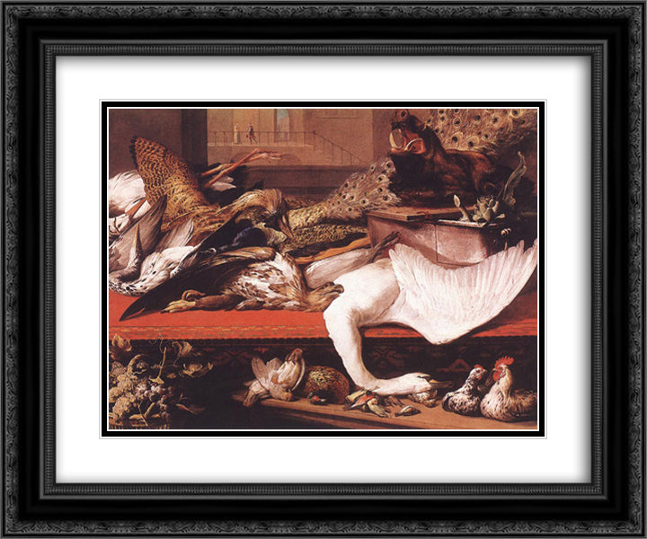Still Life 24x20 Black Ornate Wood Framed Art Print Poster with Double Matting by Snyders, Frans